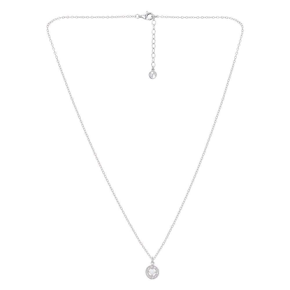 Argento Silver October Birthstone Halo Necklace