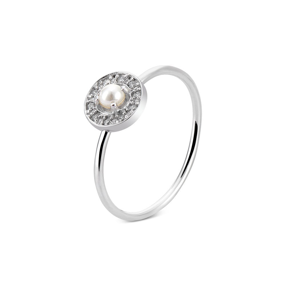 Argento Silver June Birthstone Halo Adjustable Ring