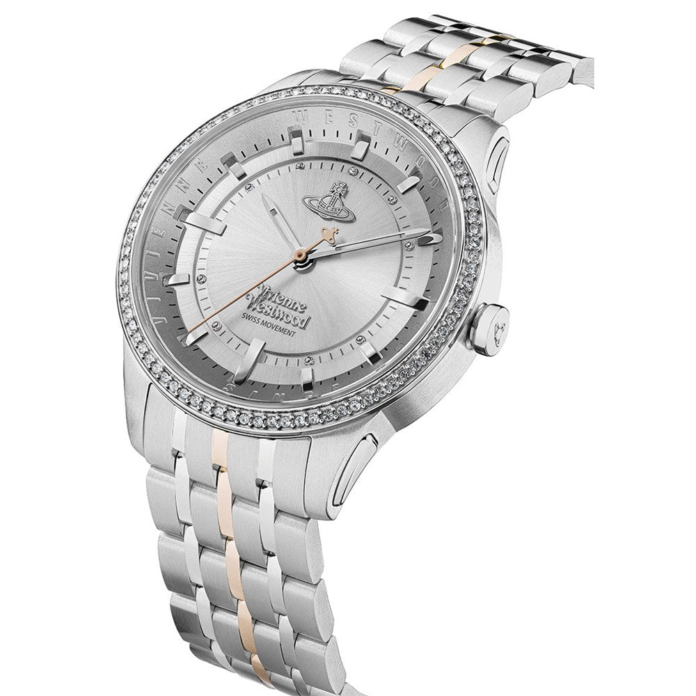 Vivienne Westwood Mixed Metal EastEnd Crystal Bracelet Watch