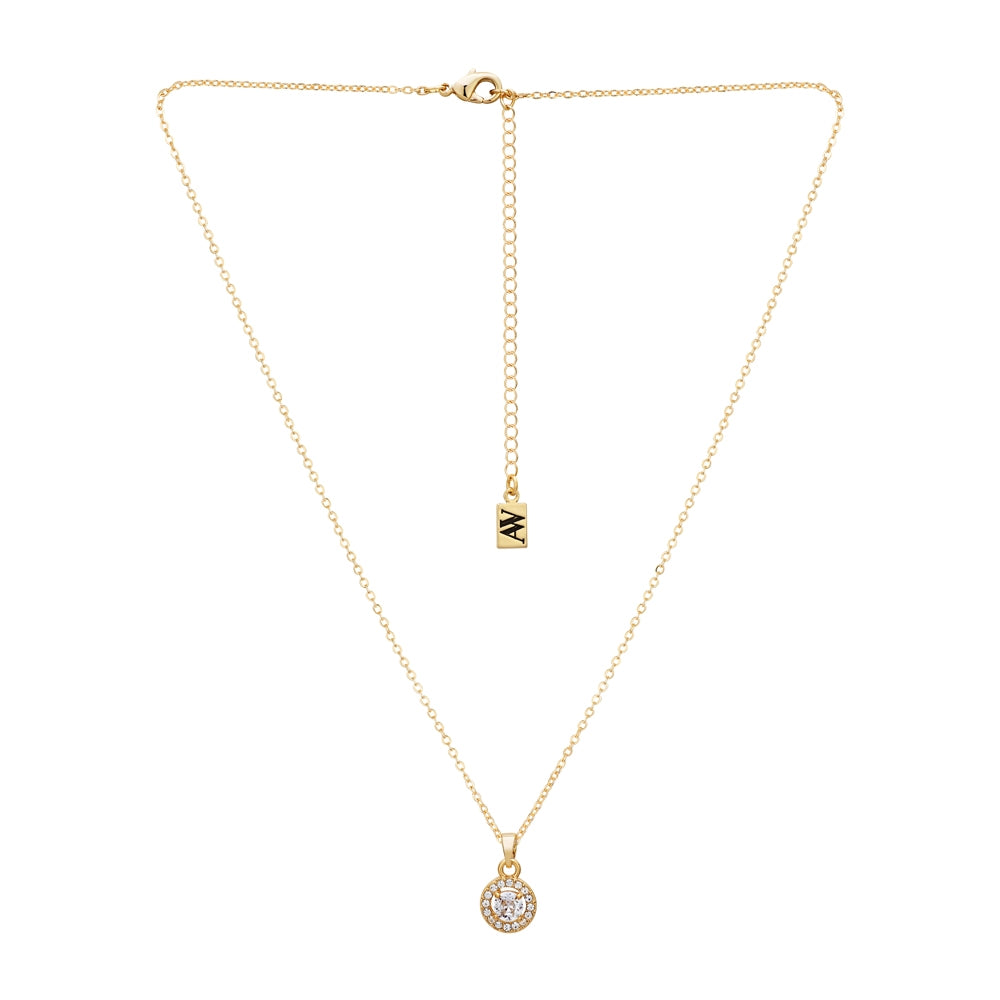 August Woods Gold Crystal Halo Circle Necklace