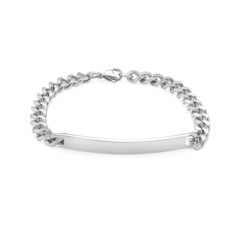Over & Over Silver Steel ID Bracelet