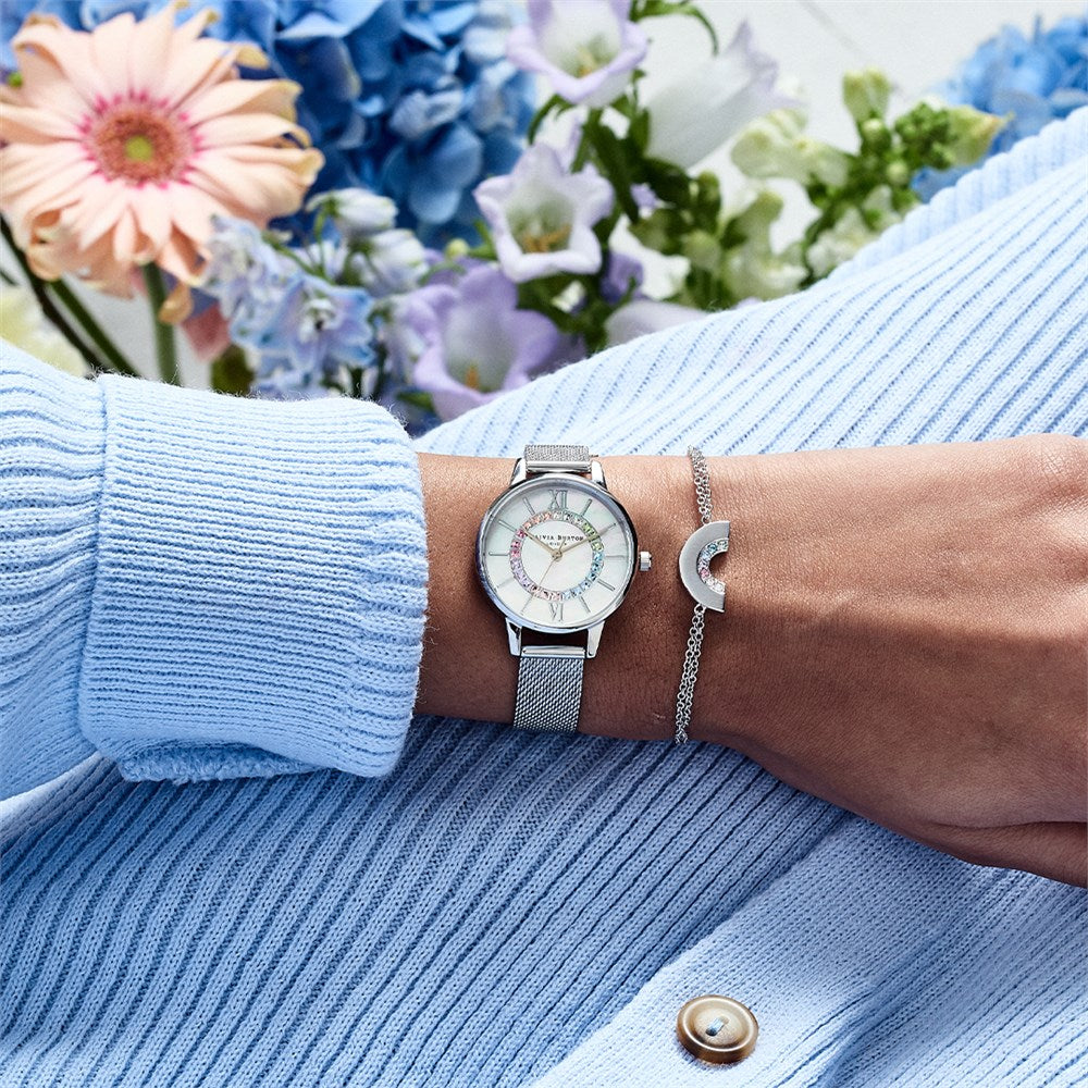 Olivia Burton Silver Rainbow Bracelet