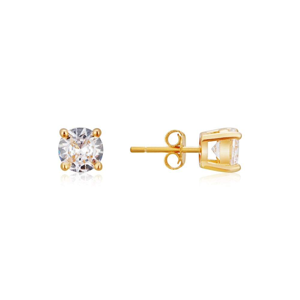 Argento Gold Solitaire Stud Earrings