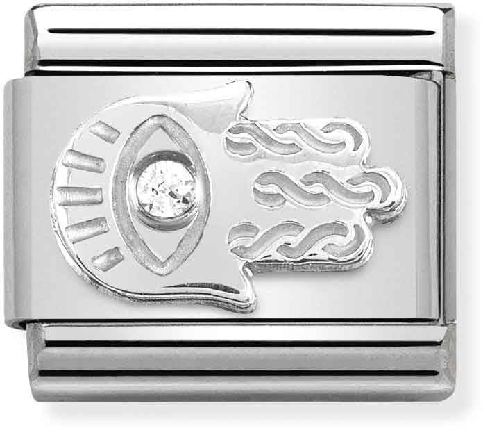 Nomination Silver Hand of Fatima Crystal Charm