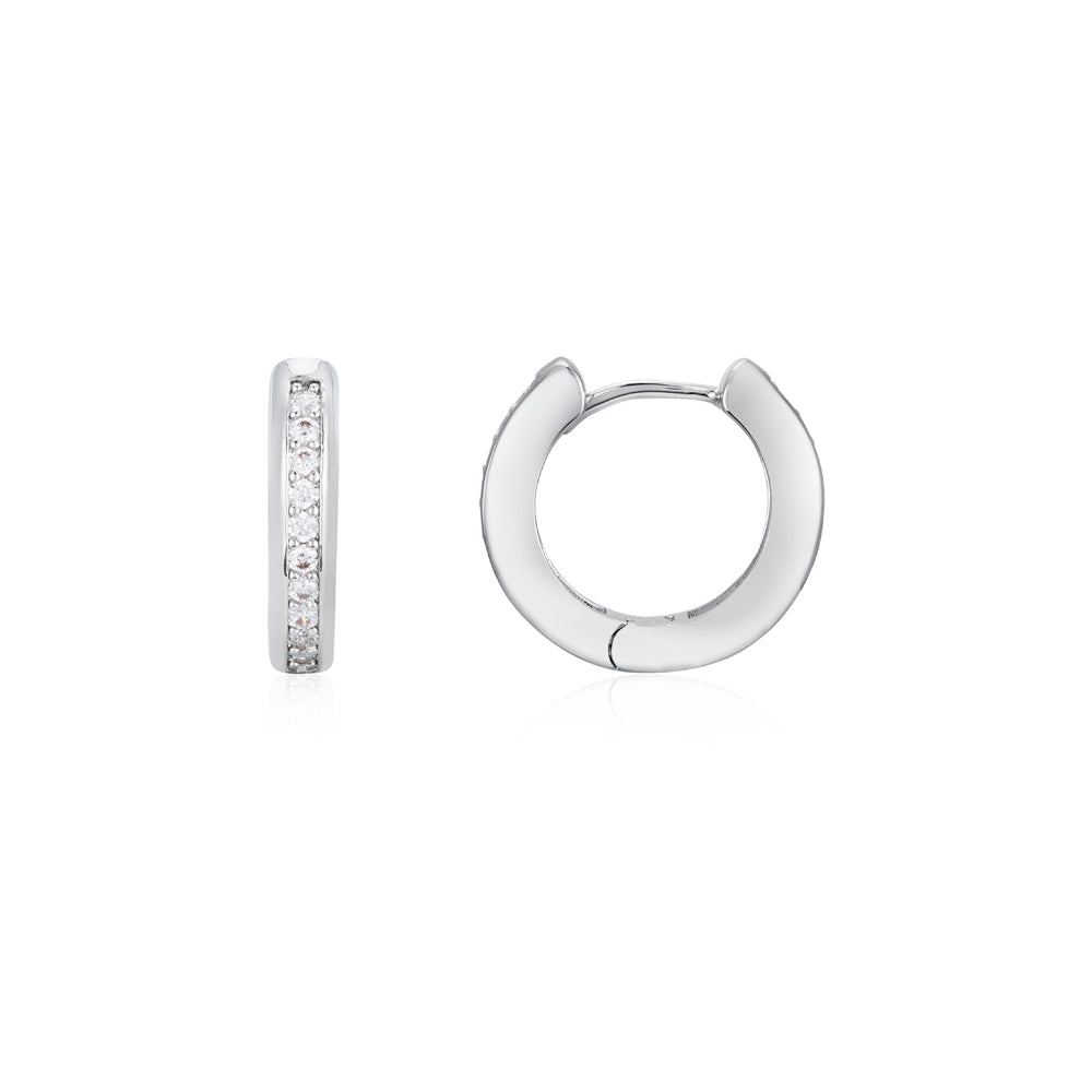 August Woods Silver Sparkle Huggie Hoop Earrings