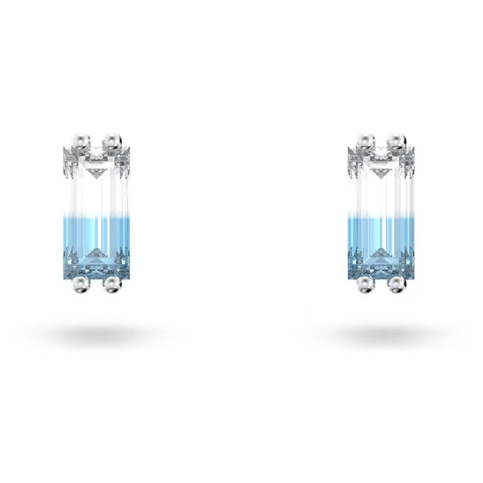 Swarovski Stilla Silver + Blue Stud Earrings