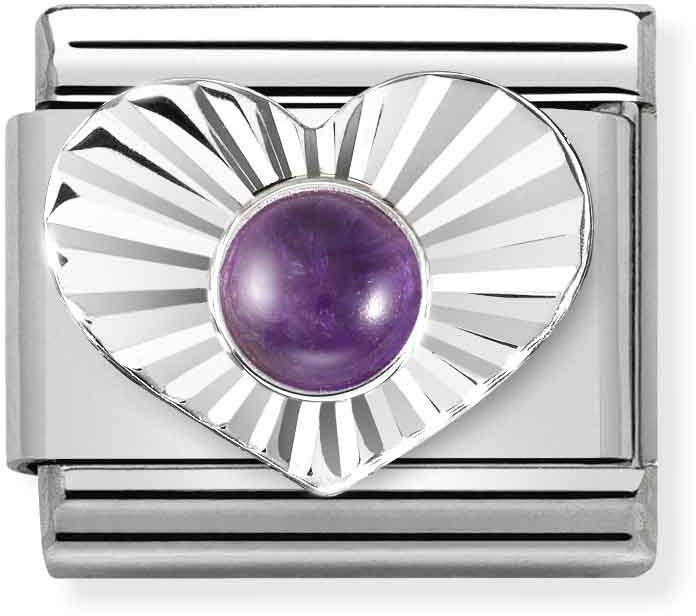 Nomination Silver Amethyst Heart Charm
