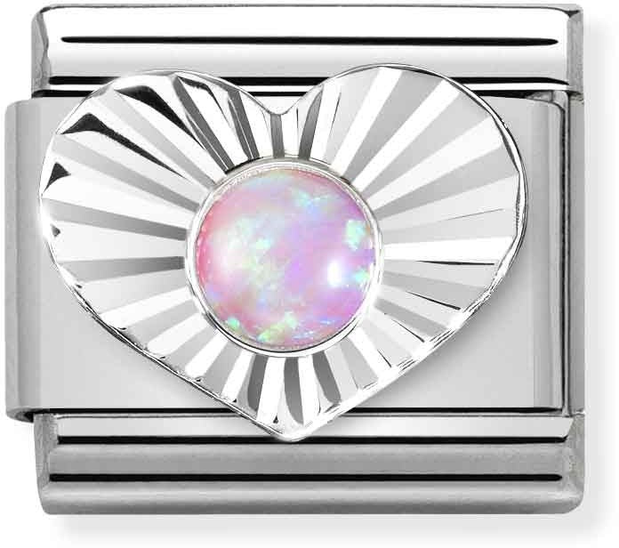 Nomination Silver Pink Opal Heart Charm