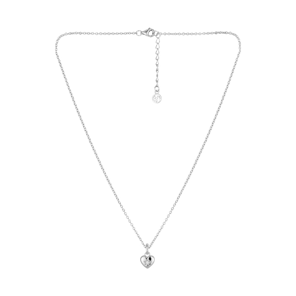 Argento Kids Silver Heart Star Crystal Necklace