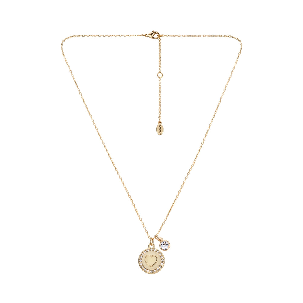 Karma Gold Heart Crystal Coin Necklace