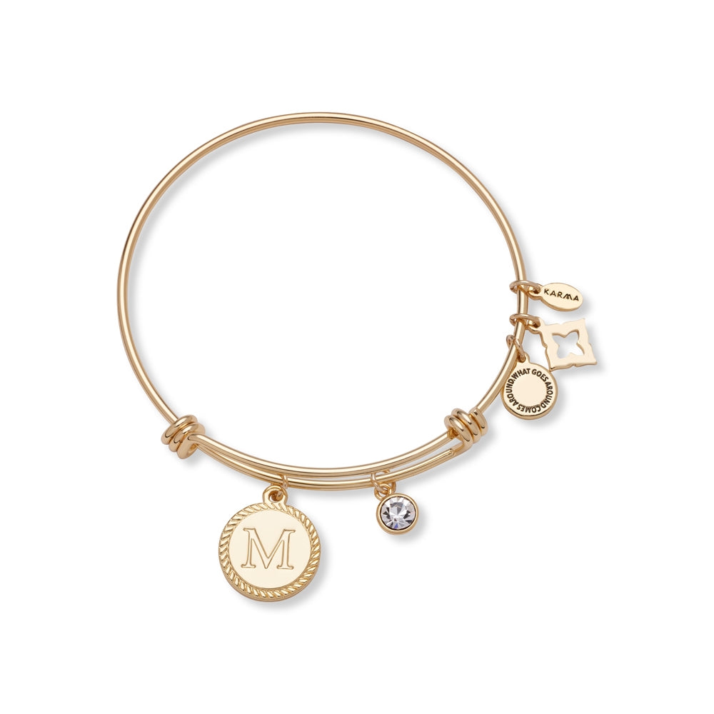 Karma Gold Letter M Coin Bangle