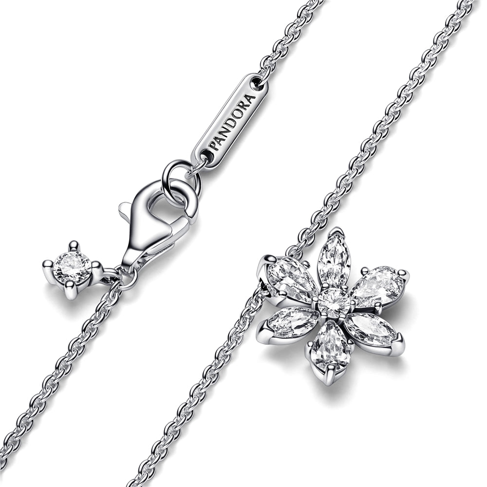 Pandora Silver Sparkling Flower Necklace