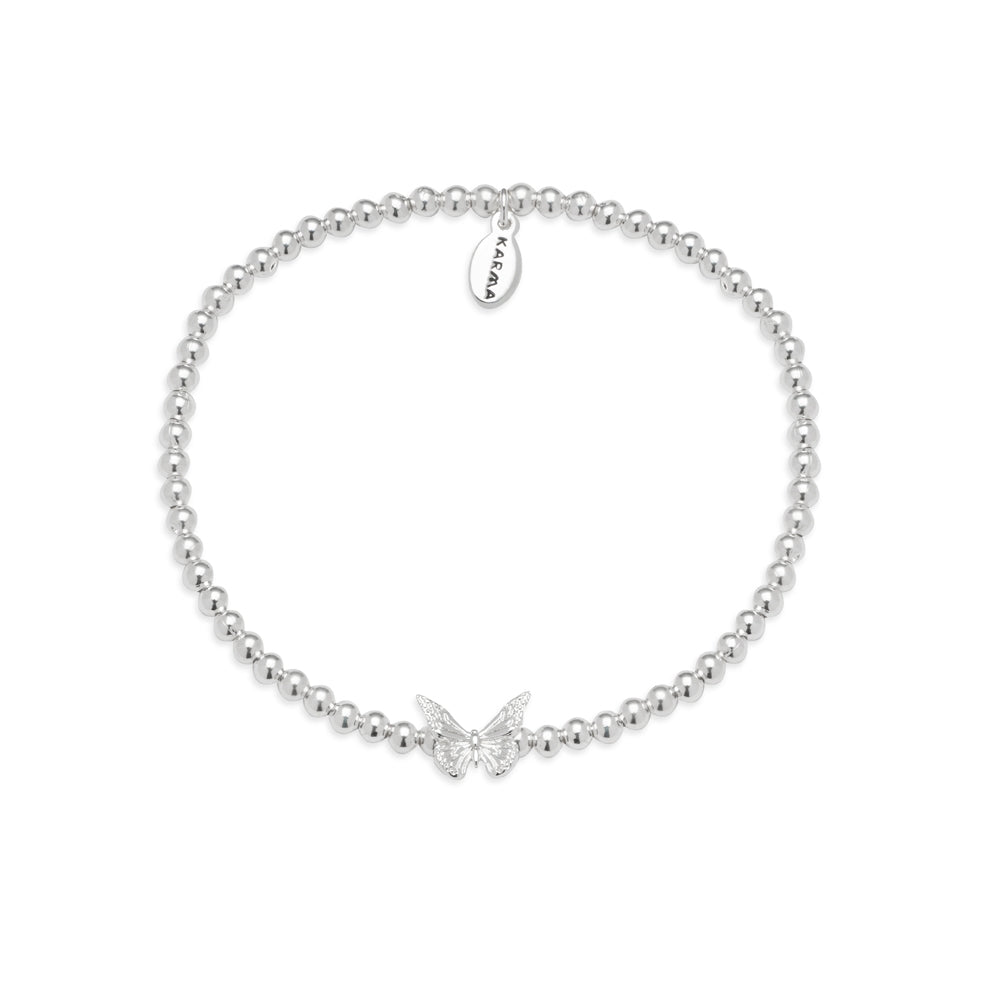 Karma Silver Butterfly Stretch Bracelet