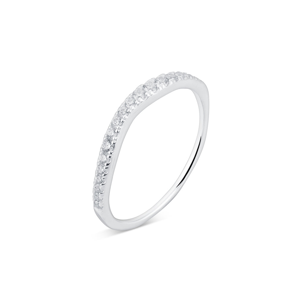 Argento Silver Crystal Wave Band Ring