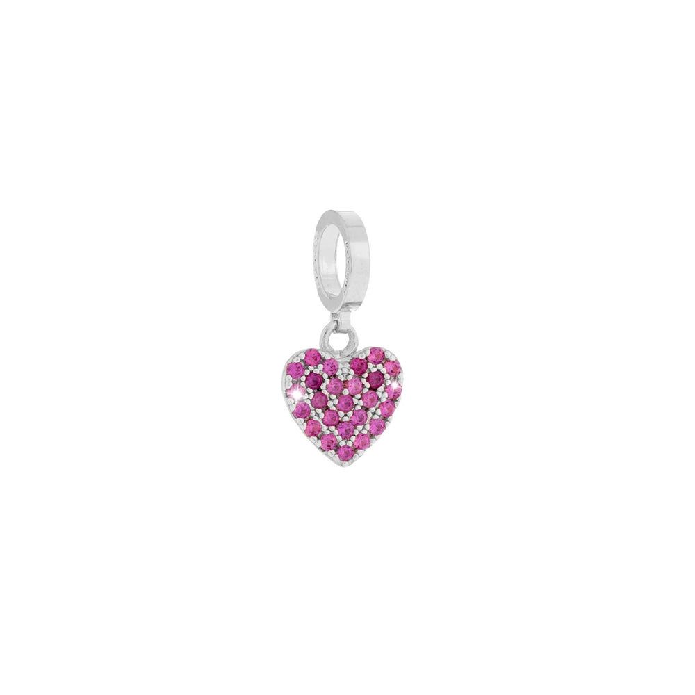 Rebecca Silver Pink Crystal Heart Charm