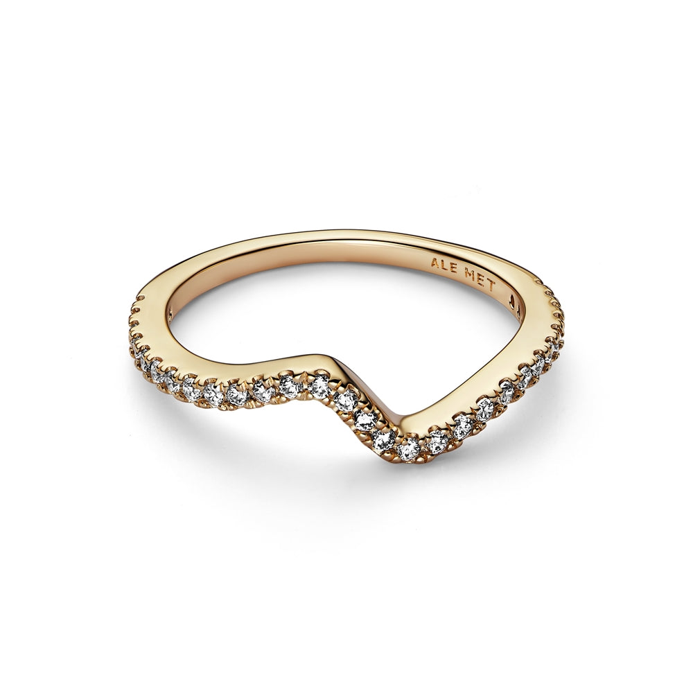 Pandora Gold Sparkling Wave Ring