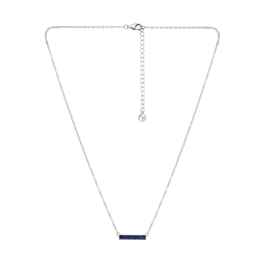 Argento Silver Rectangle Blue Necklace