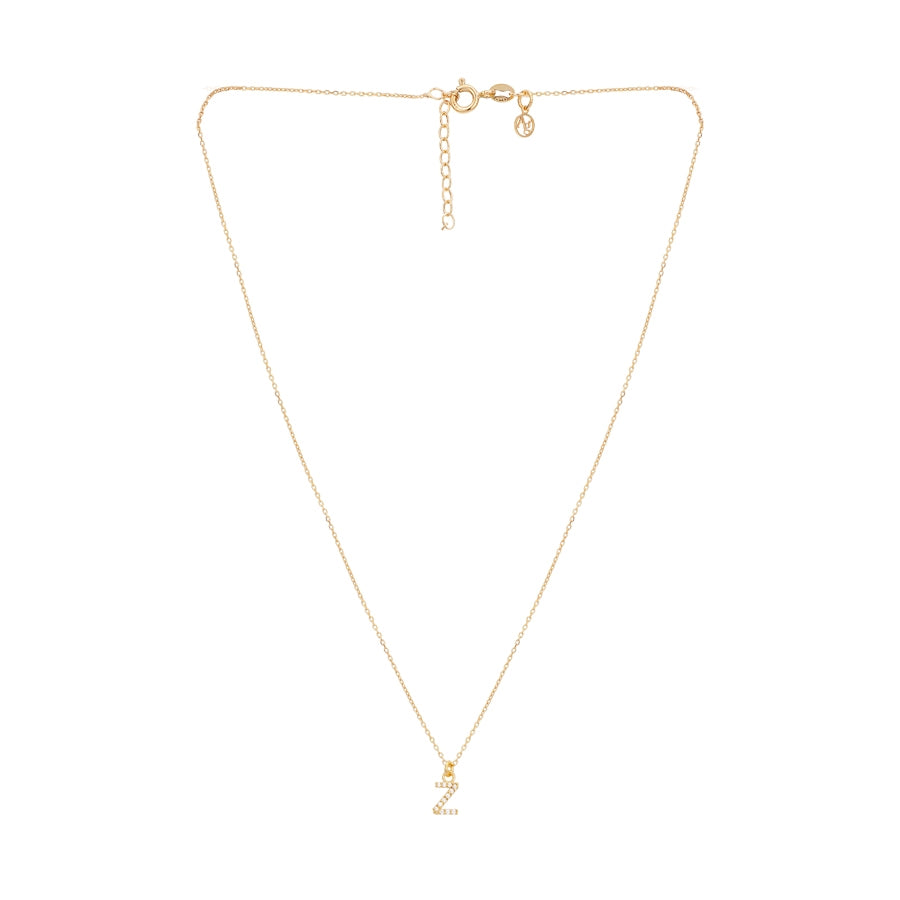 Argento Recycled Gold Letter Cubic Zirconia Necklace