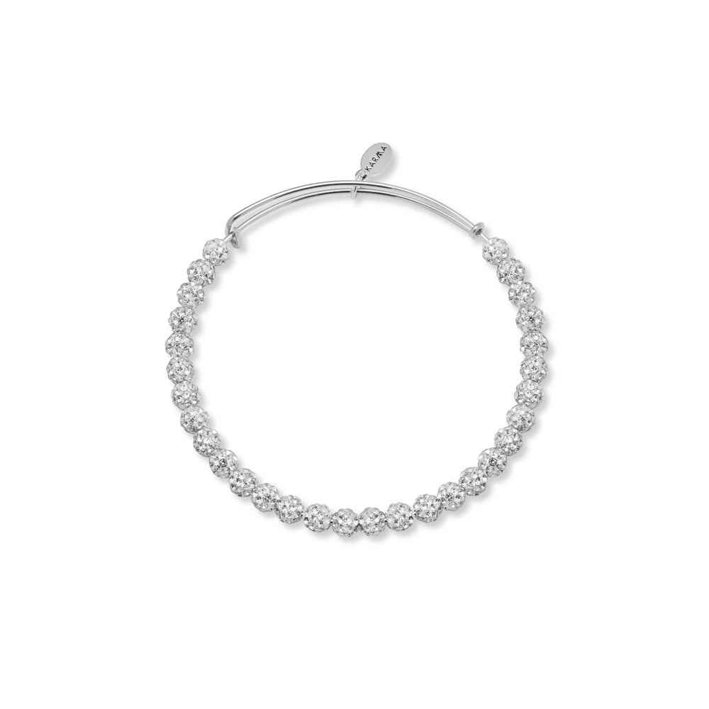 Karma Silver Crystal Disco Ball Bangle
