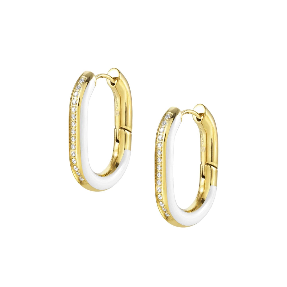 Nomination Drusilla Gold + White Hoop Earrings