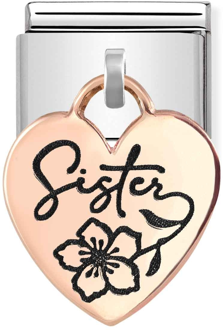 Nomination Rose Gold Sister Heart Drop Charm