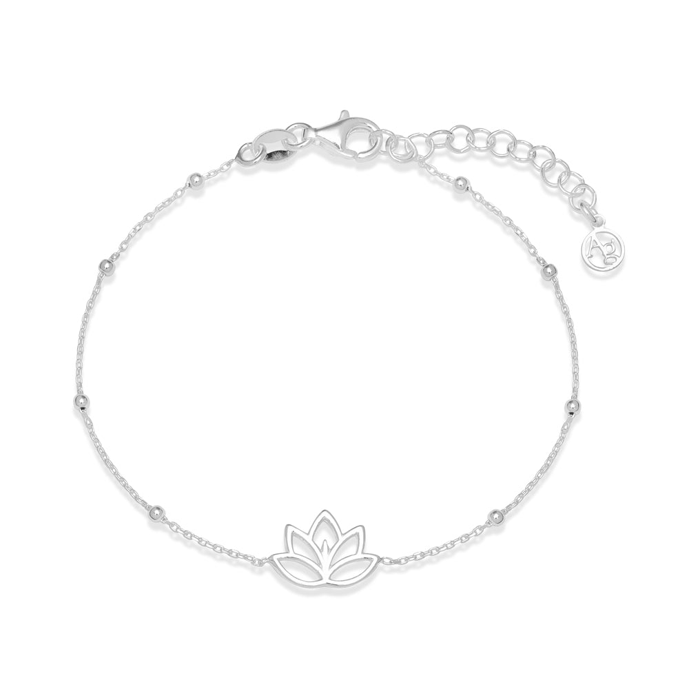 Argento Recycled Silver Lotus Flower Beaded Bracelet