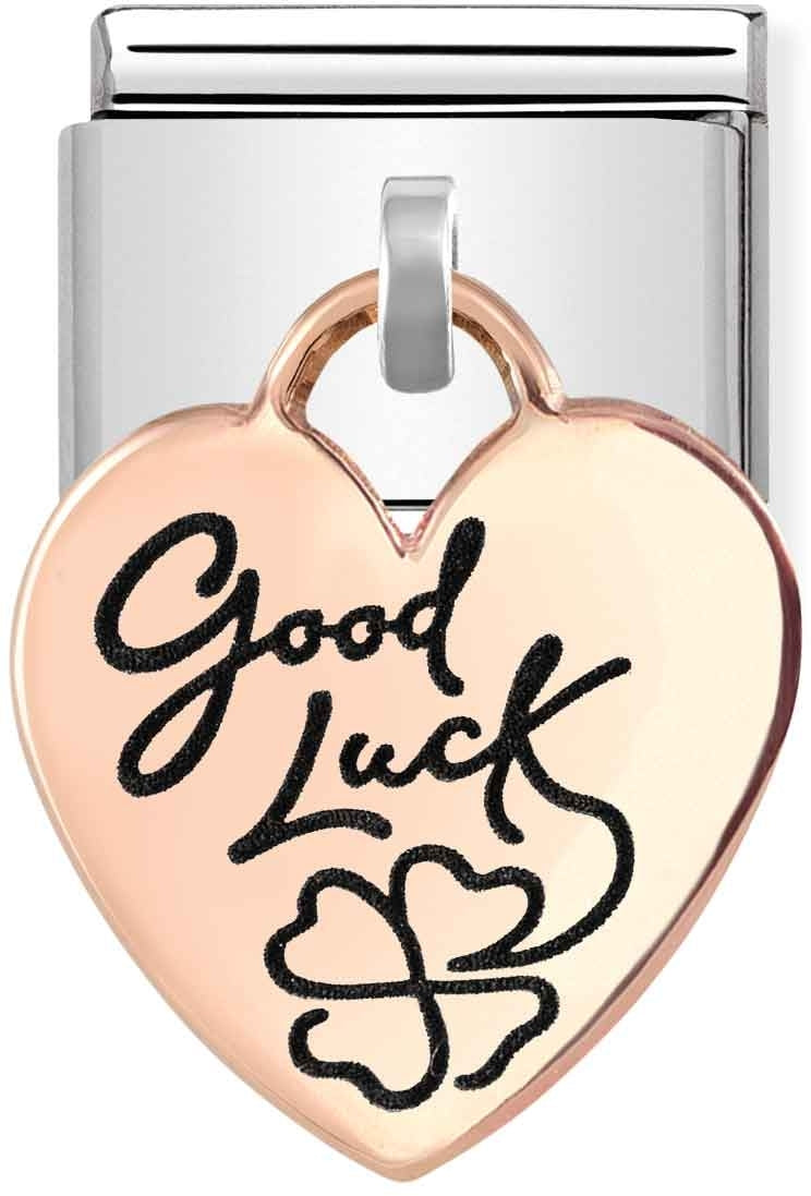 Nomination Rose Gold Good Luck Heart Drop Charm