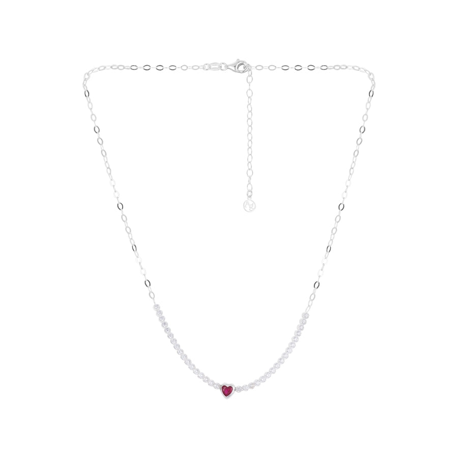 Argento Recycled Silver Red Heart Necklace
