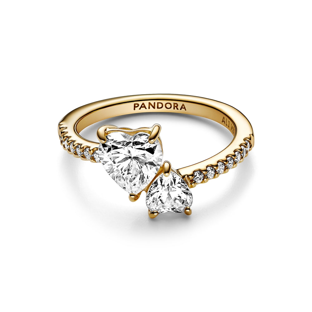Pandora Gold Double Heart Ring