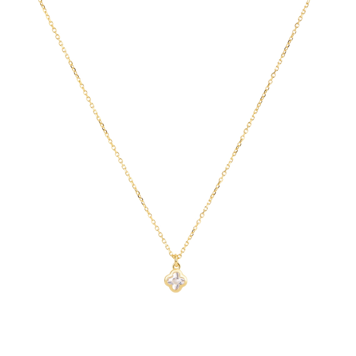 Argento Gold Petite Clover CZ Necklace