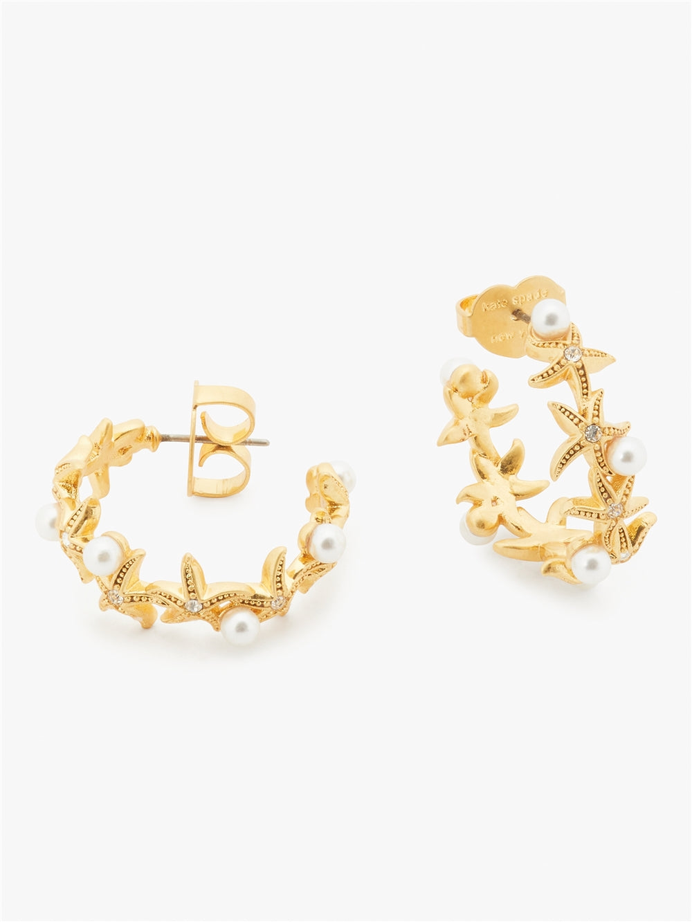 Kate Spade New York Gold Crystal Starfish Hoop Earrings
