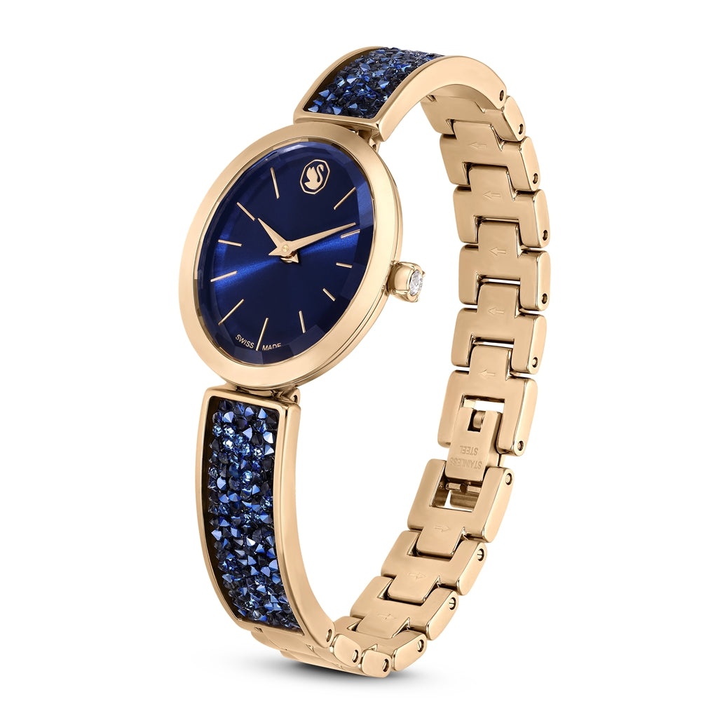 Swarovski Crystal Rock Blue and Rose-Gold Oval Watch