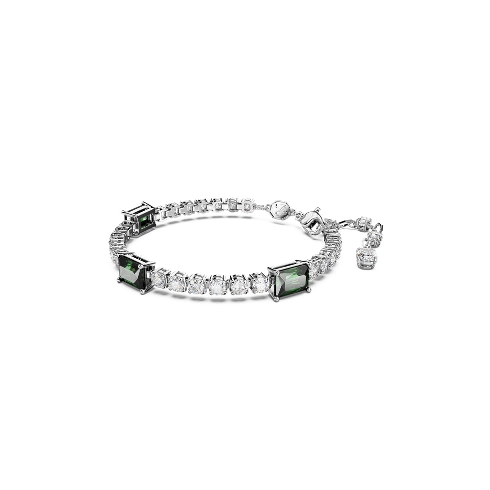 Swarovski Matrix Mixed Cuts Green and White Tennis Bracelet