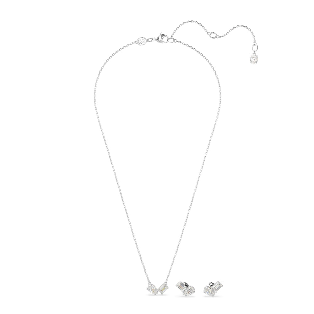 Swarovski Mesmara Mixed Cuts White Earring and Necklace Set