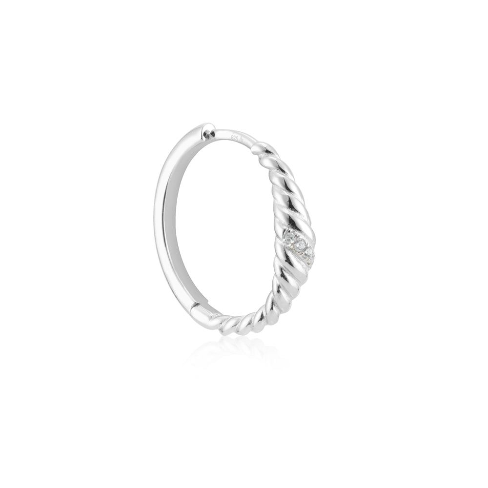Argento Silver Twist CZ Hoop Earrings