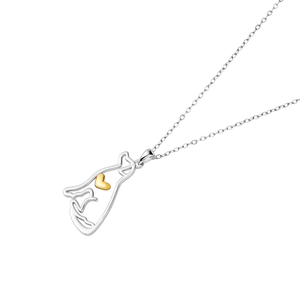 Argento Silver Dog With Gold Heart Necklace