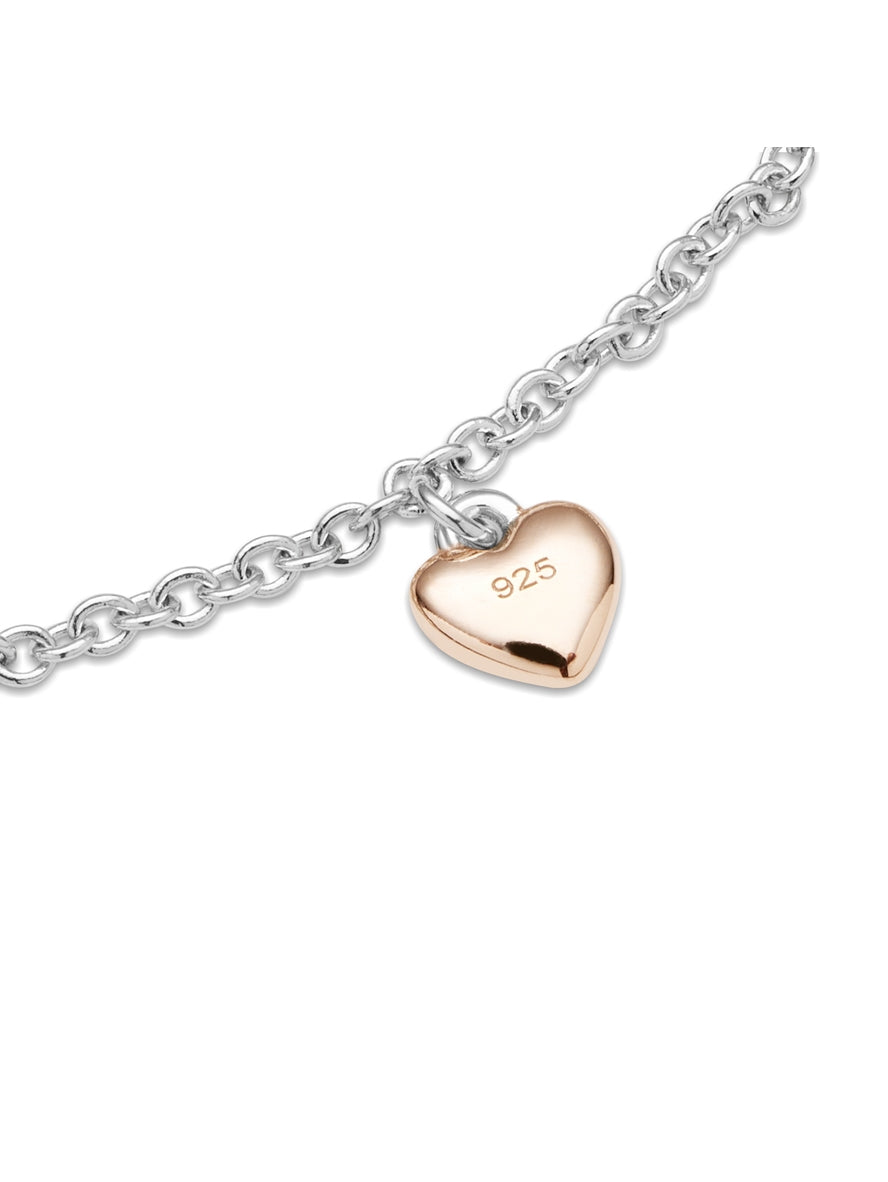 Argento Silver and Rose Gold Kids Heart Bracelet