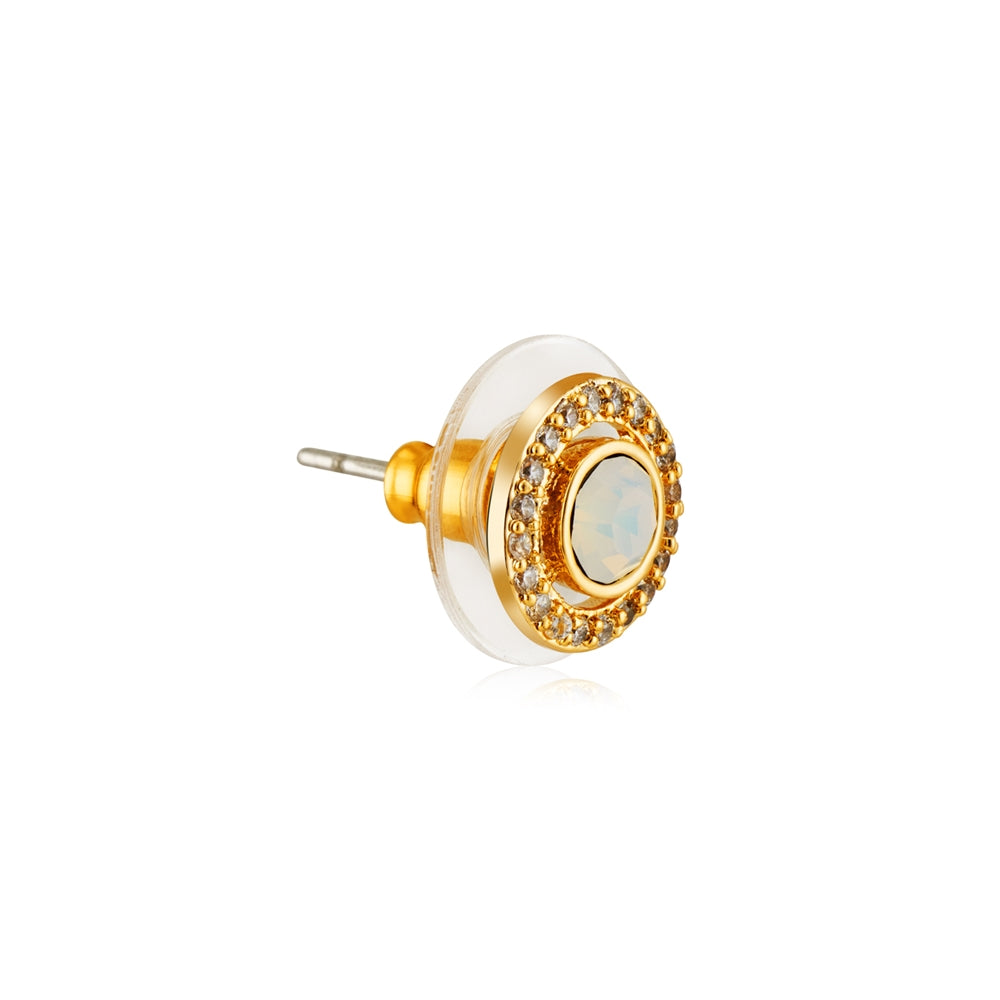 August Woods Gold Halo Opal Stud Earrings