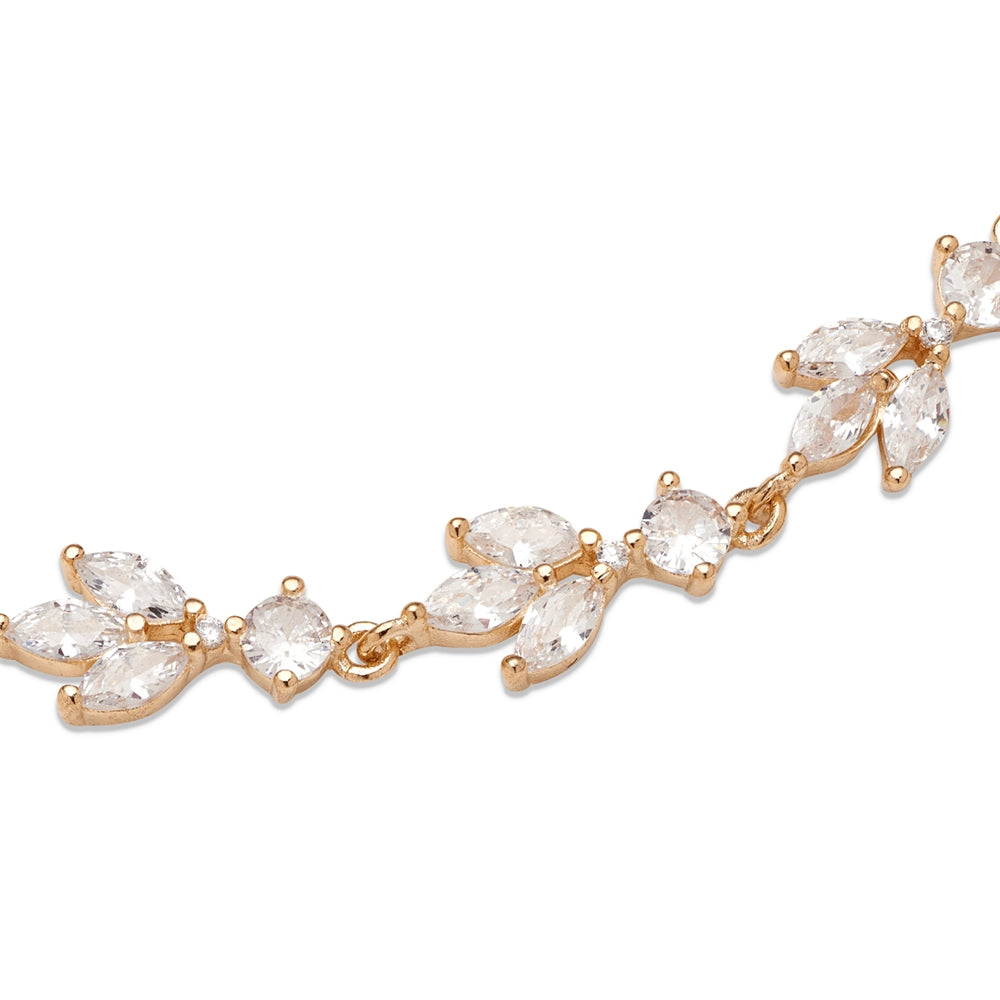 August Woods Gold Pearl Crystal Leaf Bracelet