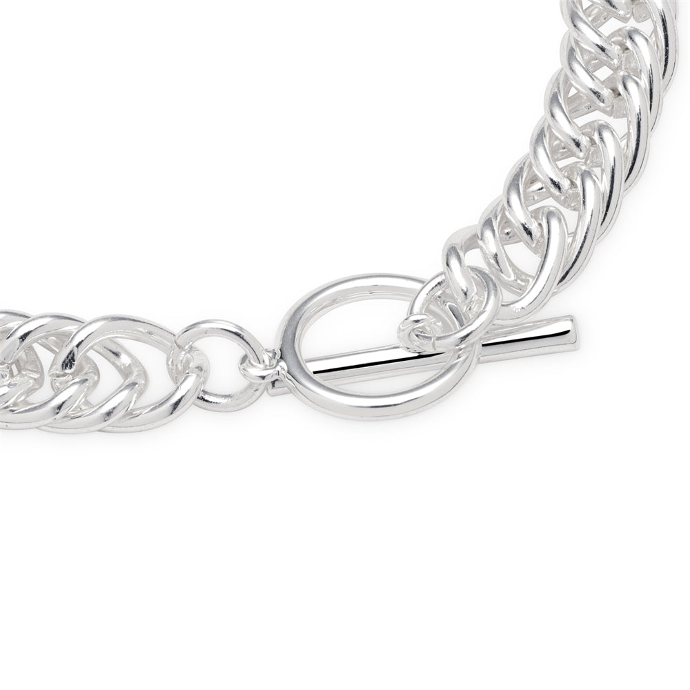 August Woods Silver Curb Chain T-Bar Bracelet