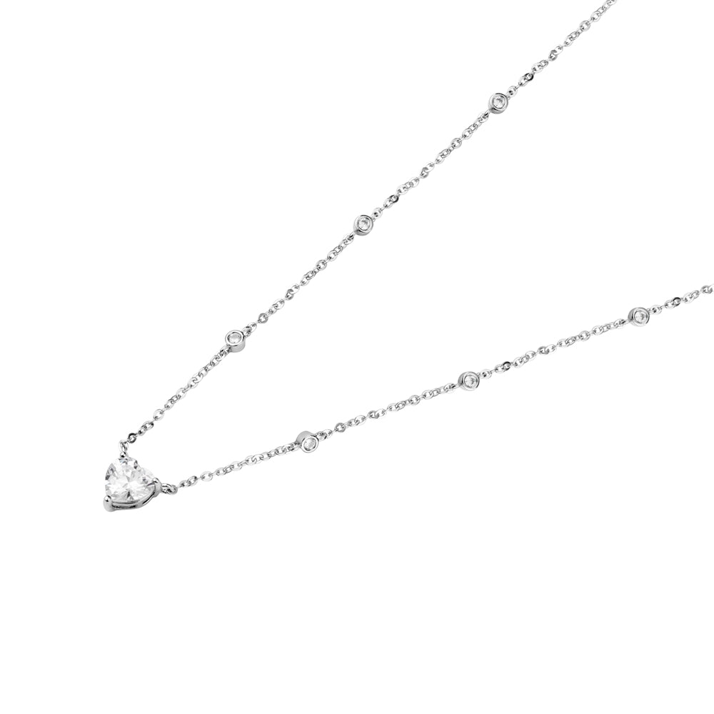 August Woods Silver CZ Heart Necklace