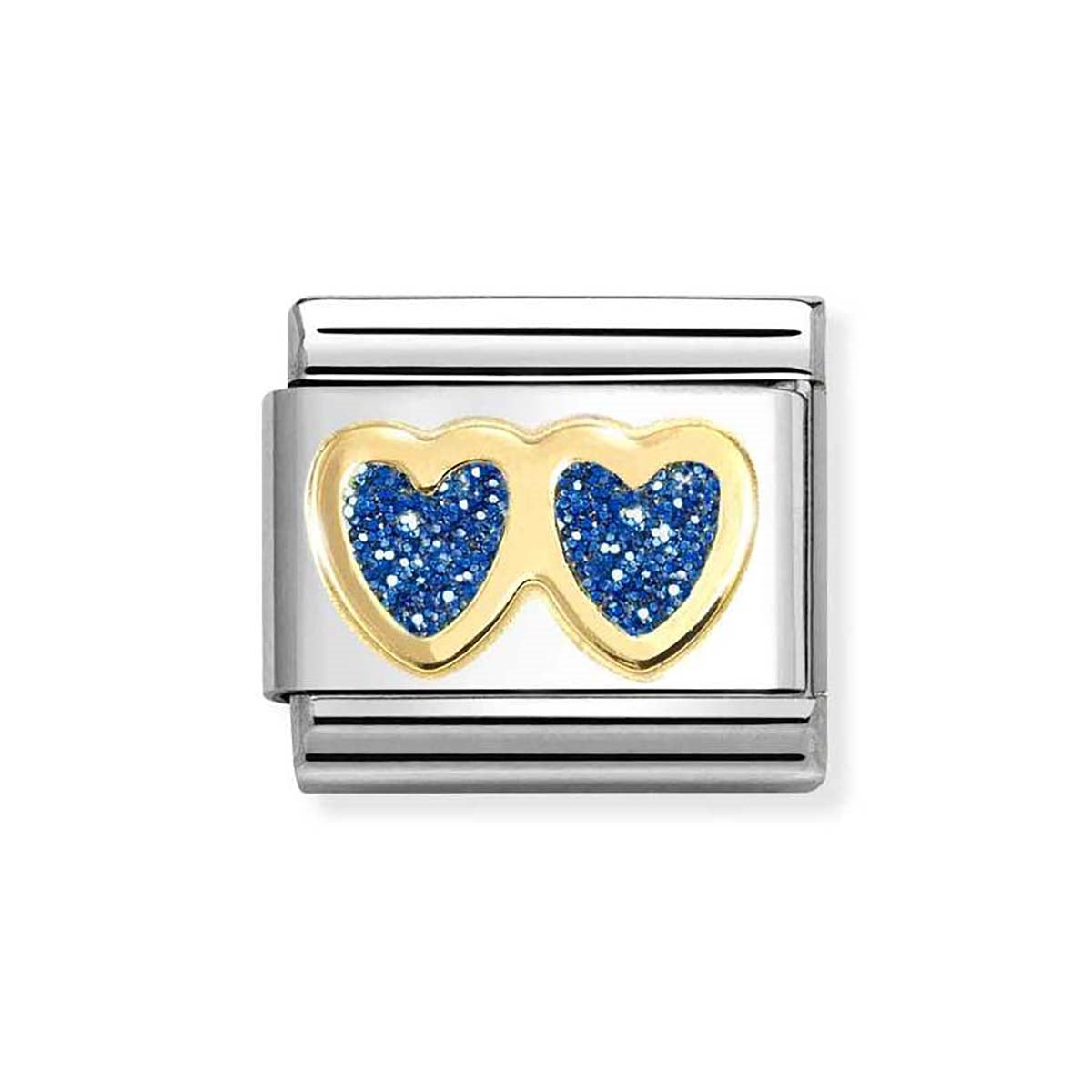 Nomination Double Blue Glitter Heart Charm