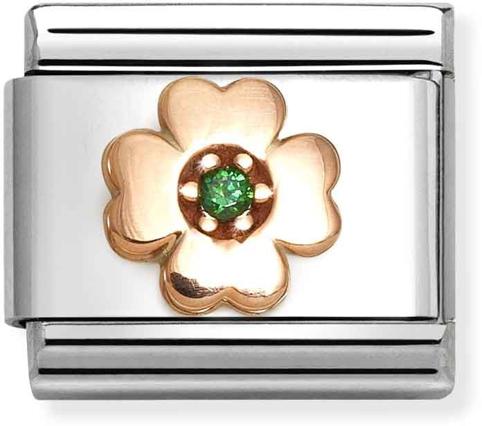 Nomination Rose Gold Green Four-Leaf Clover