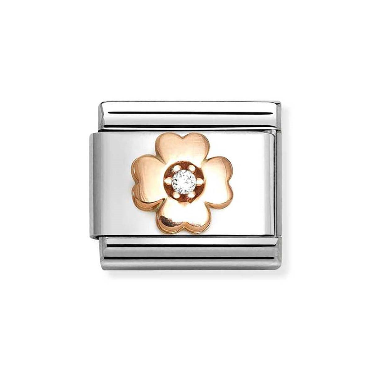 Nomination Rose Gold White Four-Leaf Clover