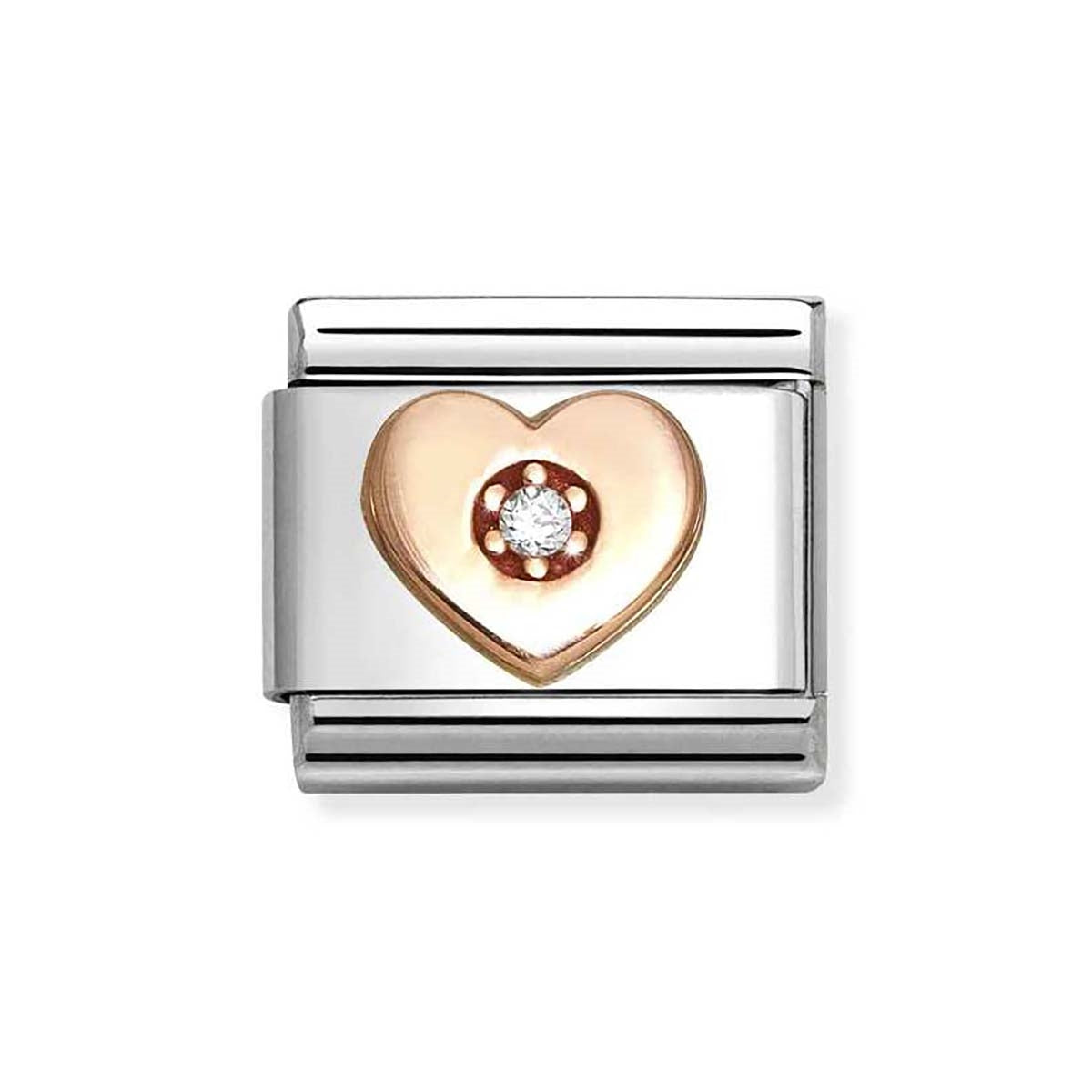 Nomination Rose Gold White Heart Charm