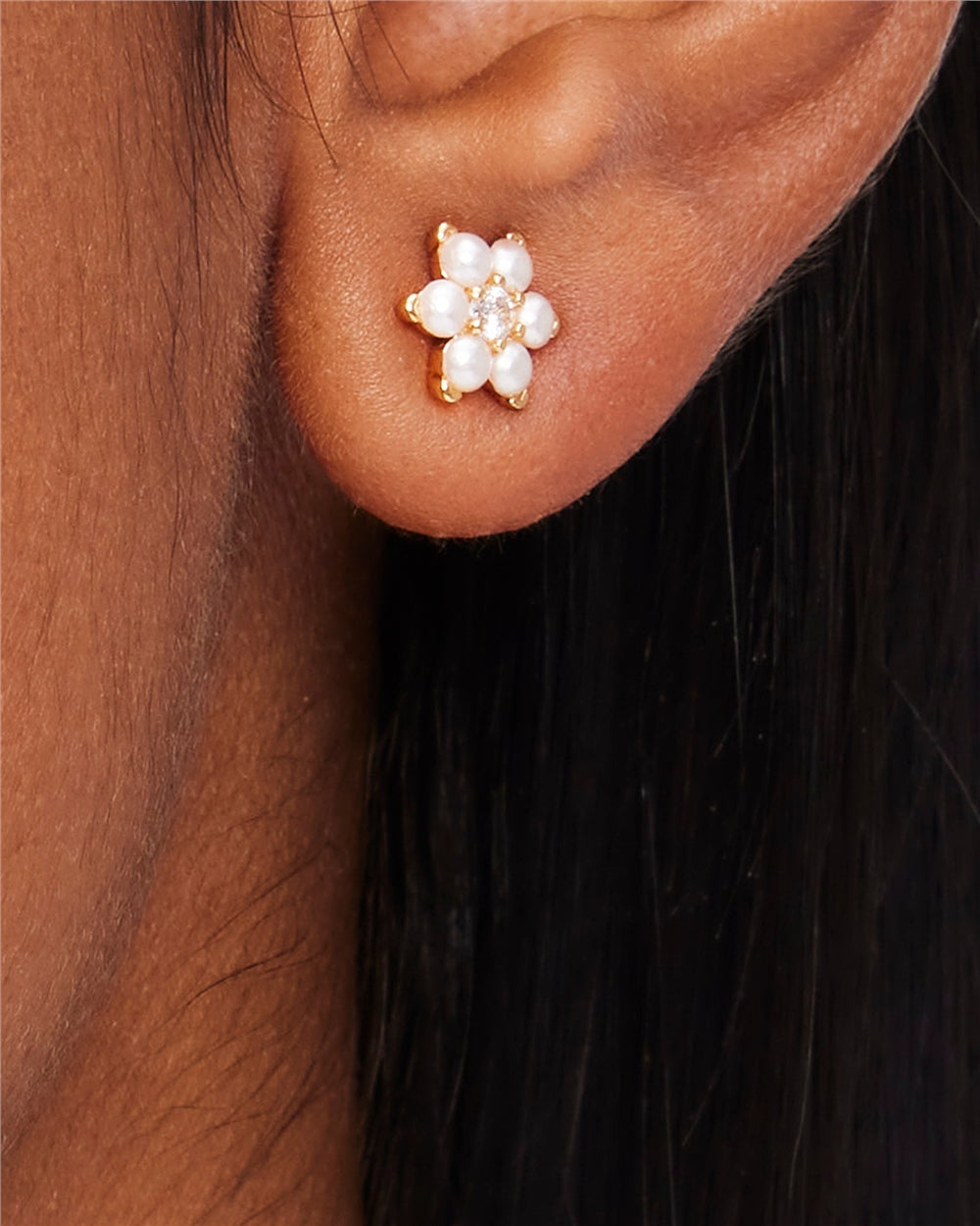Kate Spade New York Flower Pearl Stud and Huggie Set