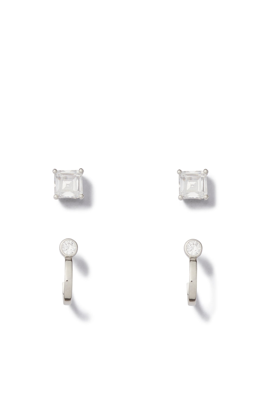 Kate Spade New York Silver Crystal Stud and Huggie Set