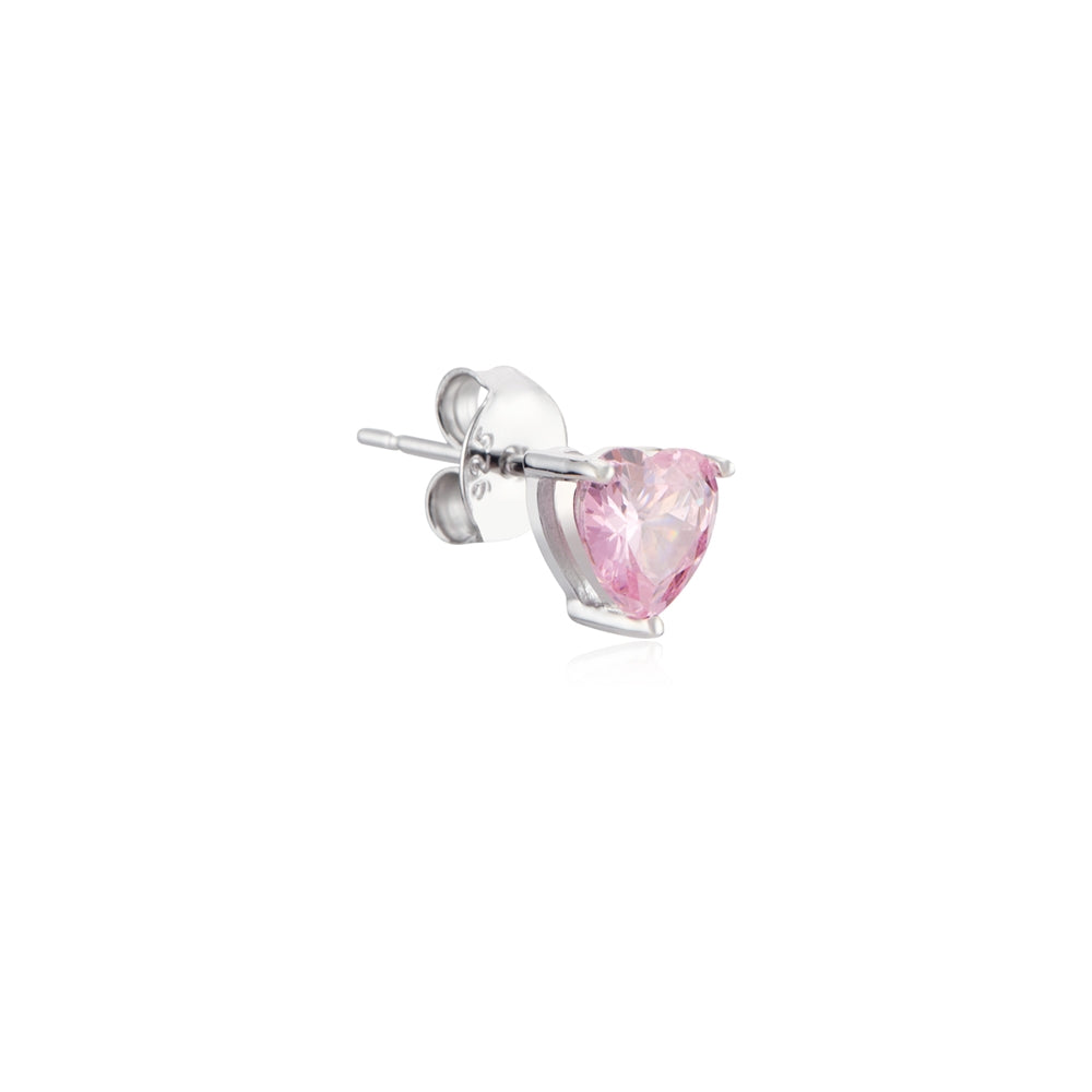 Argento Silver CZ Pink Petite Heart Earrings