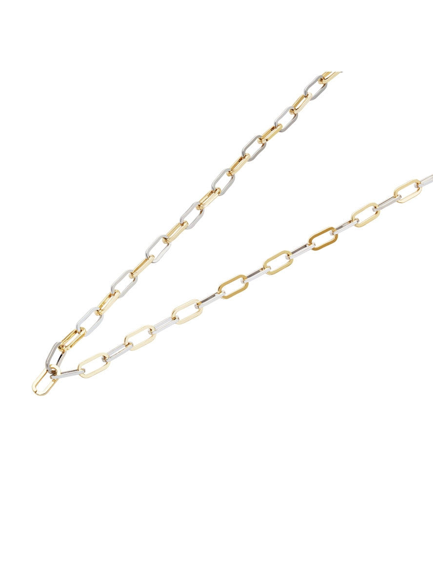 August Woods Silver Two-Tone Paperclip Necklace