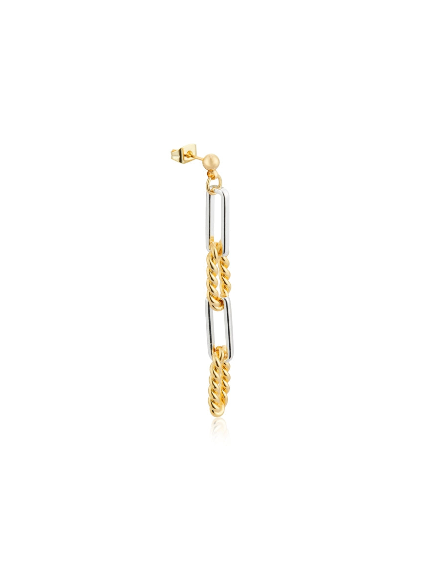 August Woods Silver Mixed Textured Chain Earrings